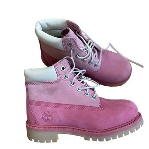Pink and light pink Timberland boot.